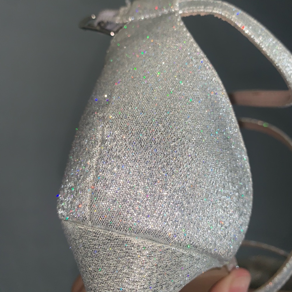 Glittery silver heels